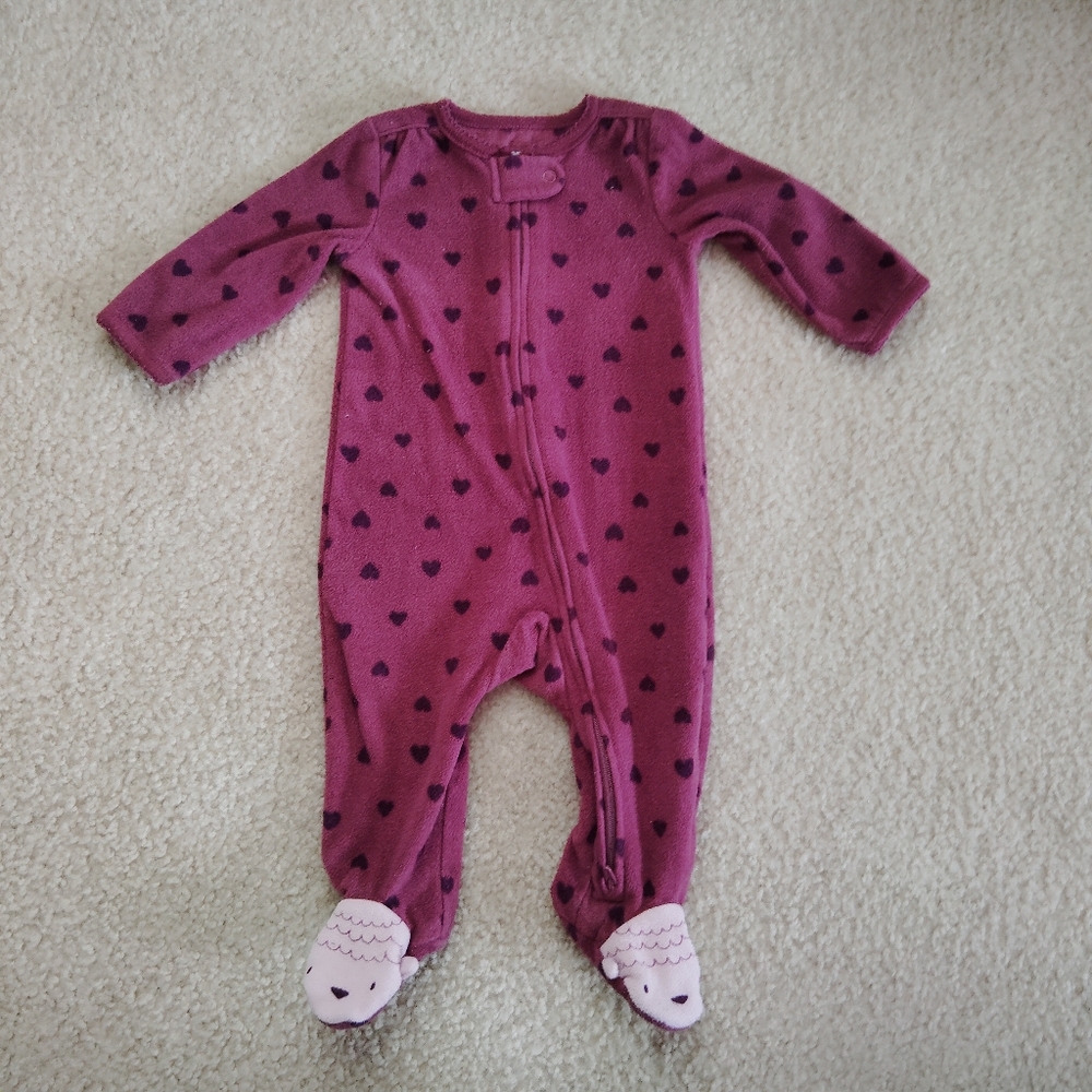 Carter's Cozy Purple and Pink Footies One Piece